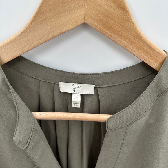 JOIE Olive Split Neck 100% Silk Sleeveless Top Blouse // S - Picture 3 of 7